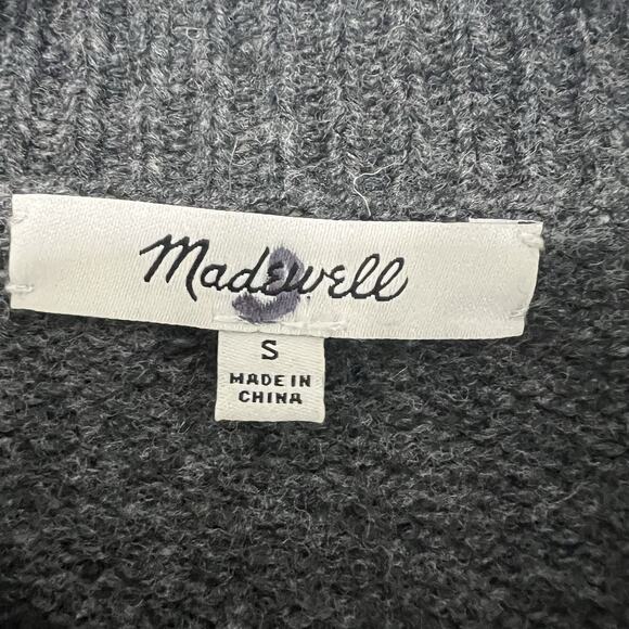 Madewell Sweater Small Charcoal Gray 100% Merino Wool Starry Cropped Boxy - Picture 7 of 13